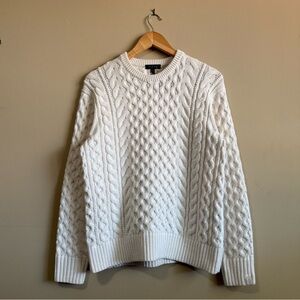 Rag & Bone Merino Wool / Cotton Blend Chunky White Cable Knit Sweater - Crewneck